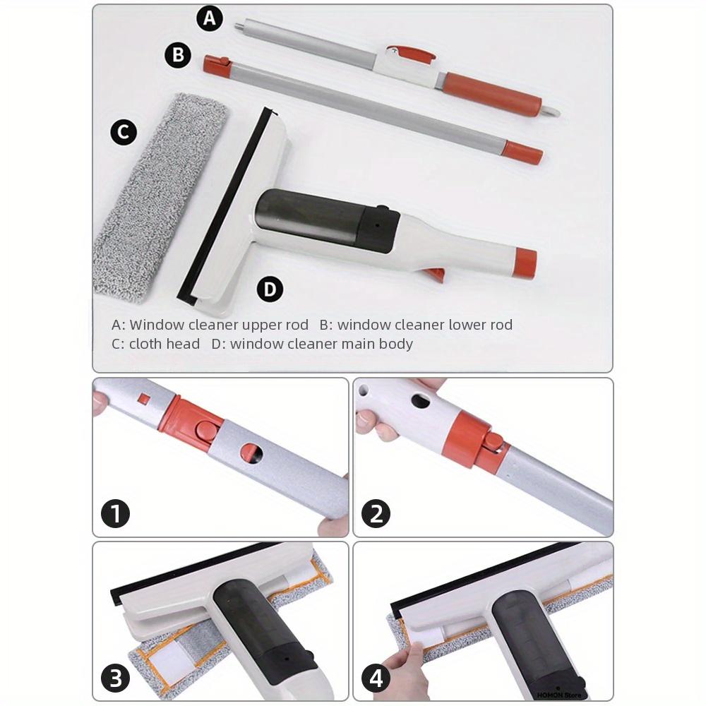 Набор для чистки стекол Набор для чистки стекол 3 в 1 | Распылитель, мытье и скребок — идеально подходит для высоких окон, душевых дверей и автомобильных стекол