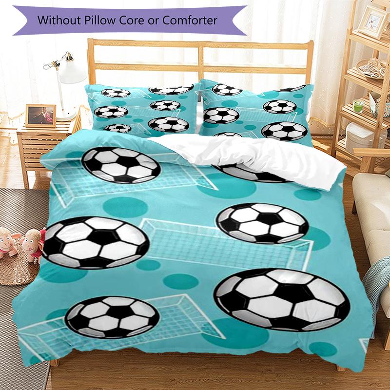 3pcs Soccer Bedding Set Duvet Cover Closure Includes 1 Duvet Cover & 2 Pillowcases, Soft and Comfortable for All Seasons.