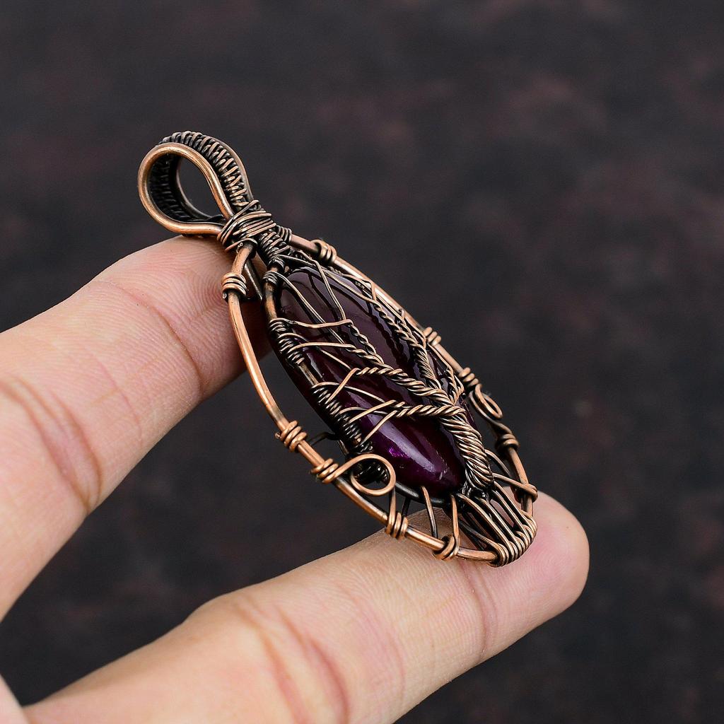 Tree Of Life Purple Fire Labradorite Pendant Copper Wire Wrapped Pendant Handmade Copper Jewelry Tree Of Life Pendant Real Gemstone Pendant
