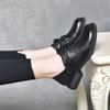 Round Head Flat Shoes Women's Single Shoes 2024 Spring New First-layer Cowhide Loafers Leather Shoes Lace-up Single Shoes Four-season Shoes