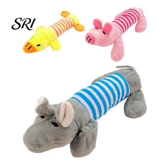 Soft Stuffed Pet Toy Plush Animal Dog Squeaky Pig Duck Elephant Chew Stress Relief Cute Teething for Dogs Puppies Biting Tug-of-War