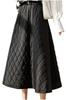 Necoat Стеганая Миди Юбка для Холодной Погоды Черная Женская, Длинная, Расклешенная, А-силуэта, Подчеркивающая фигуру, Защита, Объем, Длина,