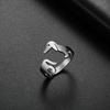 Lemegeton Men's Cute Sausage Dog Open Ring Women's Adjustable Stainless Steel Pet Dog Ring Fashion Jewelry Animal Lover Gift