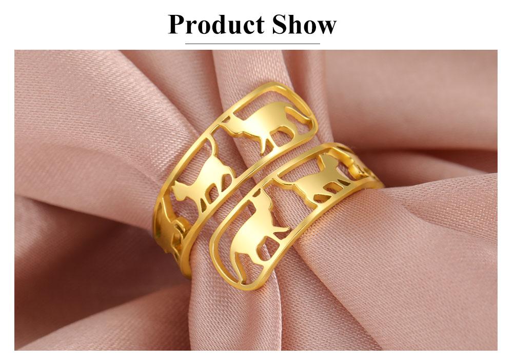 Cazador Adjustable Cute Walking Cat Rings for Women Stainless Steel Jewelry Gold Color Finger Rings Party Gift Wholesale 2026