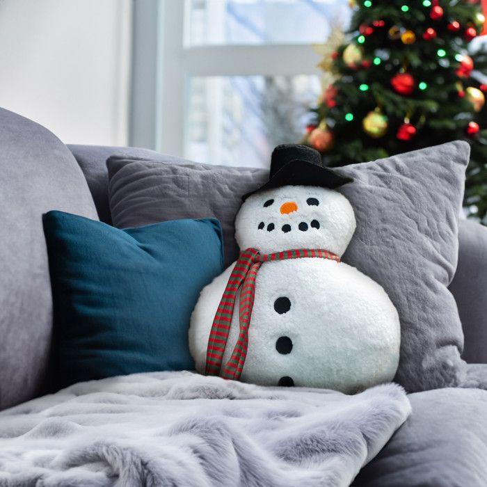 Coussin fantaisie 32x40 cm BONHOMME DE NEIGE, par Soleil d'Ocre