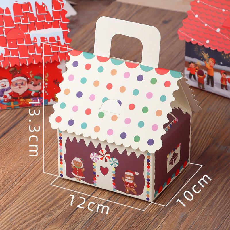 10pcs Christmas Cookie Snack Bag Kraft Paper Packing Box Creative Candy Gift Boxes for Xmas Party