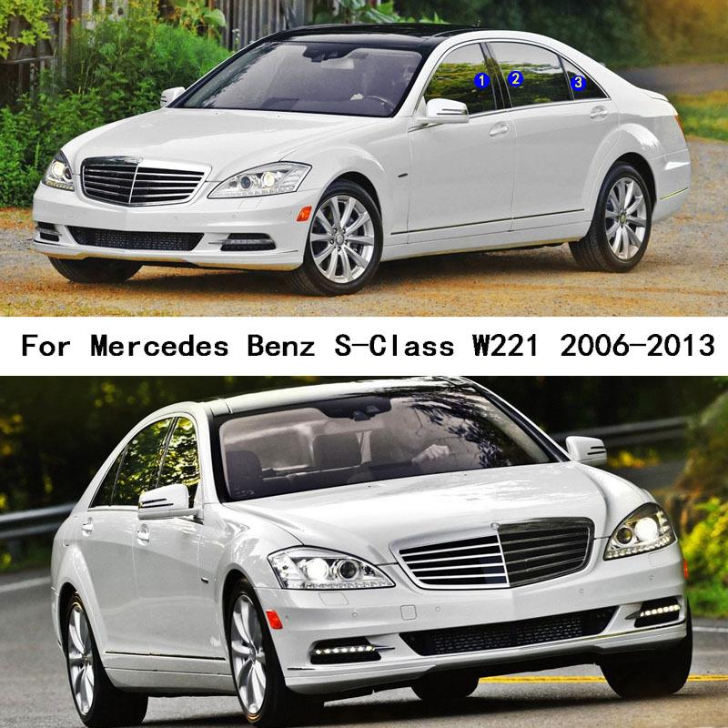 Car TPU/Glossy Mirror Pillar Post Cover For Mercedes Benz S-Class W221 2006 2007 2008-2013 Door Trim Window Decorative Sticker