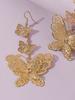 1 Pair of Golden Hollow Butterfly Earrings, Fashionable Jewelry, Suitable for Daily Wear