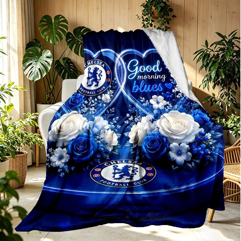 football club.C Pattern Blanket for Home Decoration, Bed, Sofa, Car Travel, Camping, Suitable for All Seasons, Birthday Christmas Gift