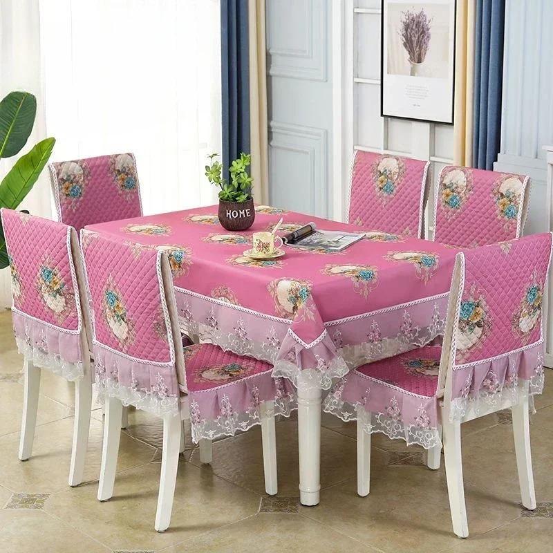 Легкий роскошный волнистый кружевной чехол на стул, утолщенная тканевая подушка для обеденного стола, европейский стиль, большой цветочный скатерть, чехол на стул