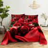Red Rose Bed Sheets and Pillowcases for Double Beds Single 3D Flower Bedsheets Set with Pillow Case 2pcs 3pcs Queen Full Size