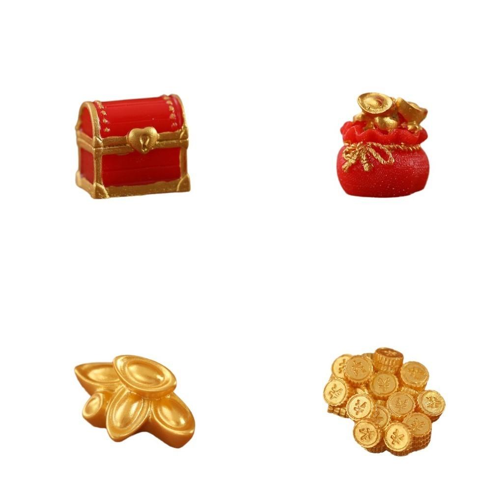 Микро Новогодний Пейзаж Смоляное Украшение Подарочная Упаковка Золотая Монета Баннер Кролик