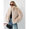 Womens Faux Fur Coat With Stand Collar Thick Warm Winter Jacket Office Chic Look