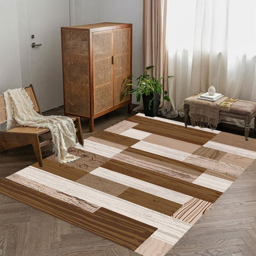 Ретро Геометрический Дизайн Под Дерево Ковер Декор Гостиной Ковер Под Диван Прикроватный Мягкий Ковер Балкон Журнальный Столик Коврик для Пола Придверный Коврик