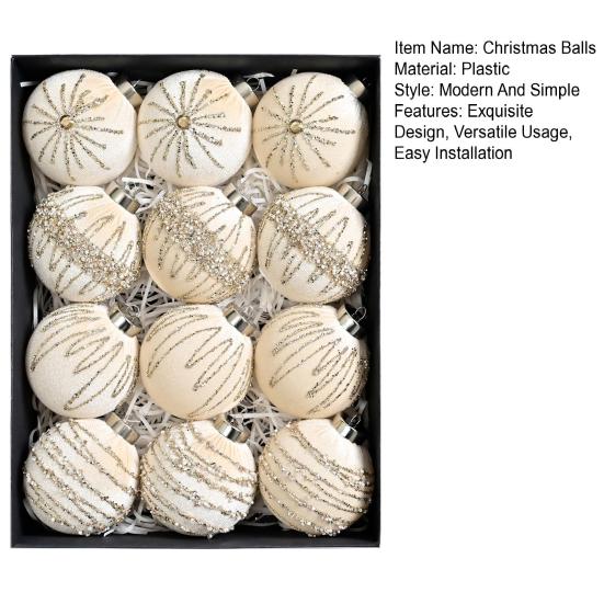 12 шт. Бархатные елочные шары, флокированные рождественские шары, небьющиеся пластиковые шары