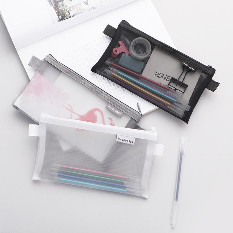 1 шт. Сетчатый прозрачный милый портативный пенал-сумка для ручек и карандашей, школьный офисный принадлежность, простой пенал для хранения