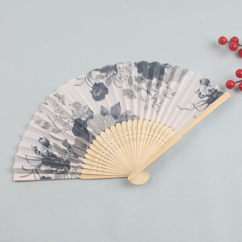 Китайские японские шелковые веера, складные веера, ретро бамбуковые складные ручные веера в виде цветов, декоративные веера, винтажные шелковые складные ручные веера