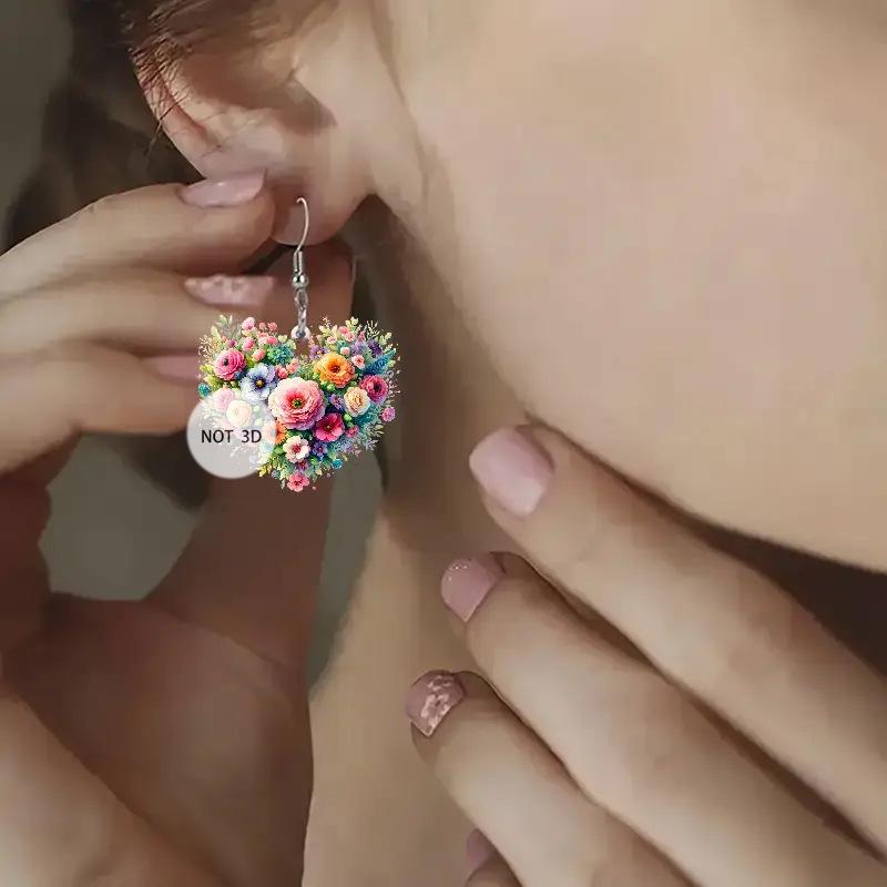 Романтичные серьги-сердечки в виде цветка