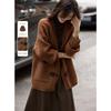 [Light casual versatile cow horn button wool cardigan jacket] Autumn versatile knitted cardigan