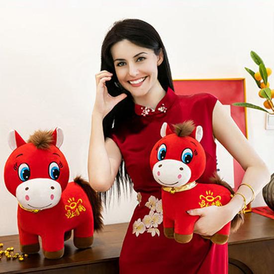 2026 Год Лошади Плюшевая Игрушка Красная Маленькая Лошадка Кукла Вышивка Настольное Украшение