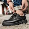 Fashion Classic Retro Style Men Leather Casual Shoes Brand Soft Men Sneakers Breathable Men Walking Driving Shoes Thick Soled Work Shoes
