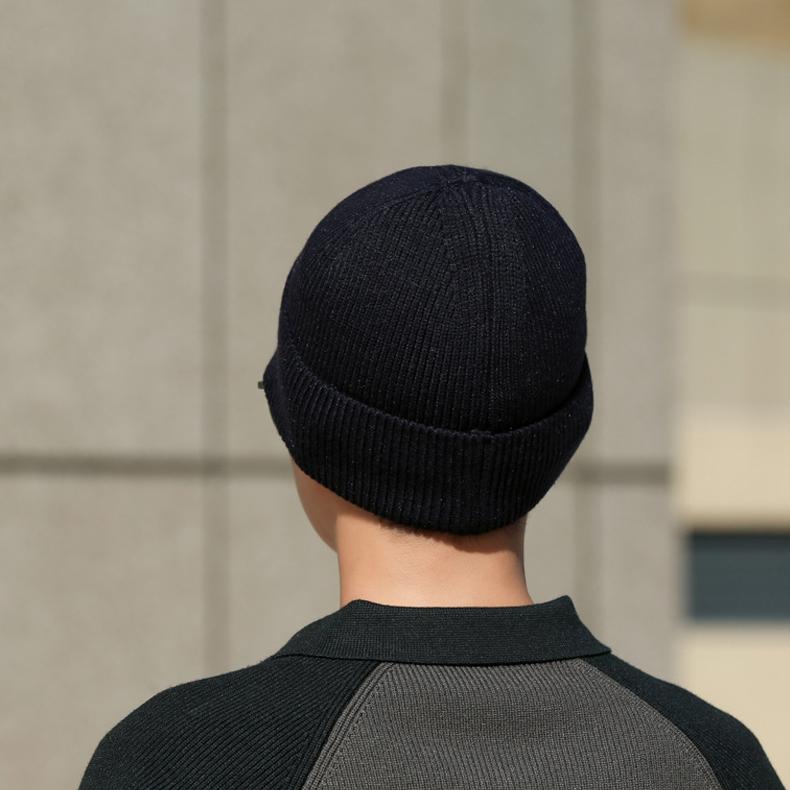 Men's Autumn Winter Knitted Hat Warm Wool Hat Outdoor Sports Cashmere Thick Pullover Cap