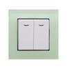 EU Standard White Tempered Glass Panel 2 Gang 2 Way 10A Electrical Home Wall Switch with Led Indicator