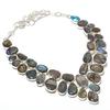 Натуральный Лабрадорит Драгоценный Камень 925 Стерлинговое Серебро Ювелирное Изделие Ожерелье 18" b9R82