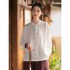 Spring Linen Cotton Womens Shirt With Colorblock Buttons For Vintage Style Casual Wear