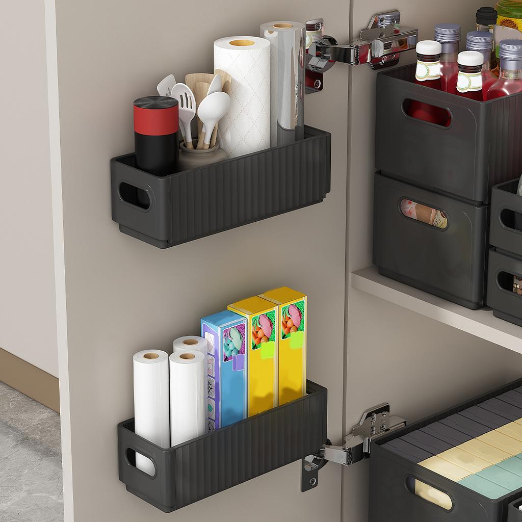 Wall Mounted Folding Plastic Storage Rack Multifunctional Cabinet Organizer Shelf Punch Free Kitchen Storage Organizer