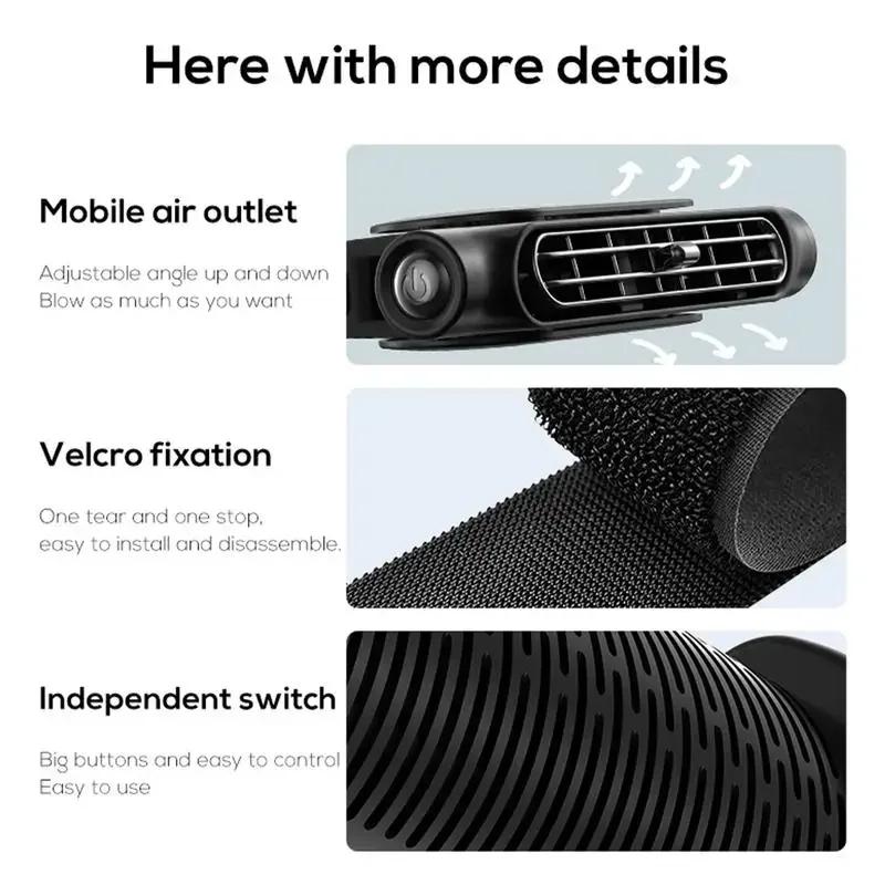 Auto Backseat Backseat Cooling Fan Electric Car Fan Three Adjustable Wind Speeds Cooling Tool for Mini Cars RVs Sedans Worldmuma