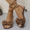Модные Роскошные Летние Сандалии Женские Туфли на Высоком Каблуке Декор Бант Модная Простота Шпильки Сандалии Лодочки для Офиса Поездок Вечеринки