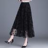 Spring Summer Women's Elegant Female Casual All Match Skirts Mesh Skirt Hook Flower Loose Midi Skirt
