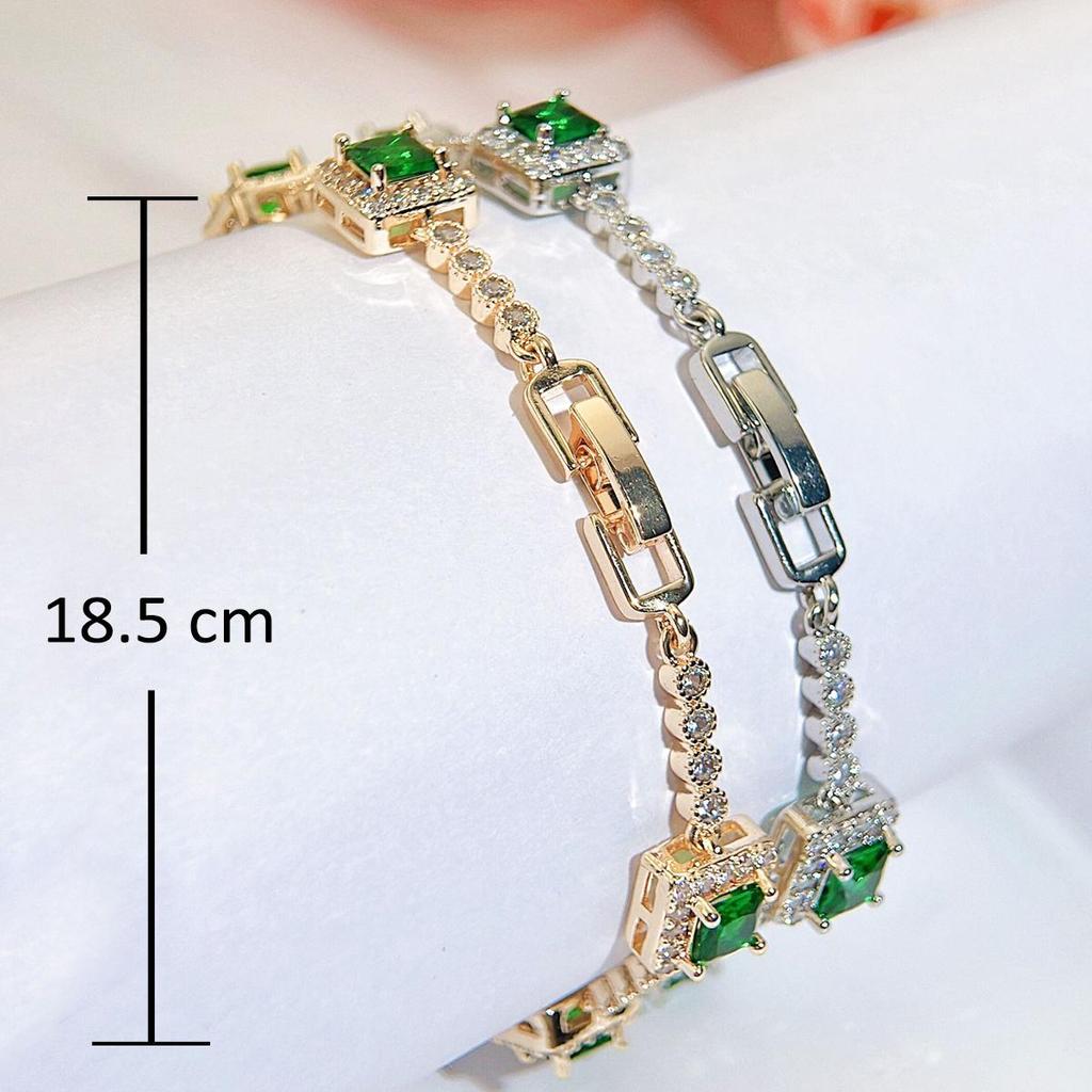 CMM красивые зеленые циркониевые серебристые позолоченные модные квадратные браслеты с подвесками для женщин