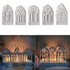 5x Gothic House Candlesticks Castings Mould House Shape Candle Holder Silicone Molds DIY for Table Home Decorations