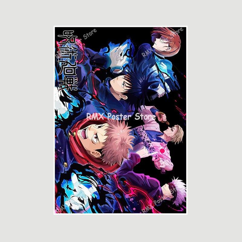 Белые бумажные постеры Jujutsu Kaisen, японские классические аниме-принты, украшение для дома, настенные наклейки, декор для гостиной, бара