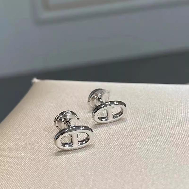 Серьги-пусеты в виде свиного пятачка женские 8 типов серьги с буквами CD легкая роскошь ins ниша простые полые гладкие серьги-кольца с японскими иероглифами