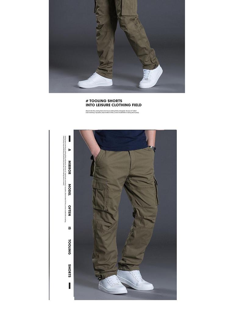 Men's Multi-Pocket Cargo Pants for Summer, Spring, and Autumn - Loose, Straight-Leg Casual Trousers