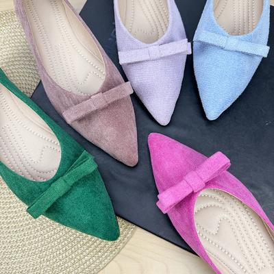 Модные балетки для женщин Весна Осень 2025 Новые с мелким вырезом Бант-бабочка Большие размеры Женская обувь 42 43 44 Лоферы Zapatos Mujer