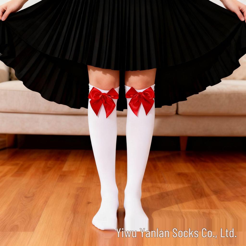 Европейские и американские бархатные носки с бантом до колена на Рождество