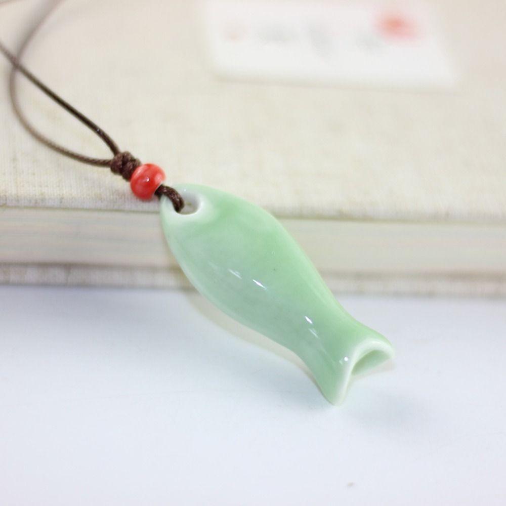 Smooth Ceramic Fish Pendant Delicate Boho Ethnic Necklace Gifts Porcelain Necklace  Friend