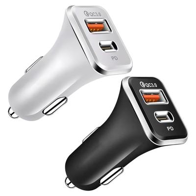 Автомобильное зарядное устройство 38 Вт с портами USB Type-C и стандартным USB-A для питания 2 устройств с поддержкой зарядки QC3.0