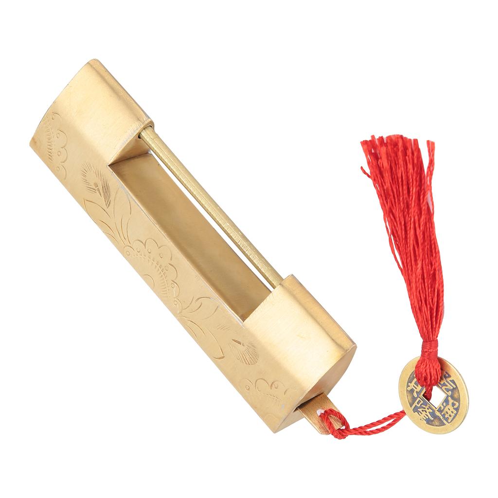 Латунный замок с ключом 6,5 см, антикварный китайский стиль, резной навесной замок для шкатулки для драгоценностей, шкафа