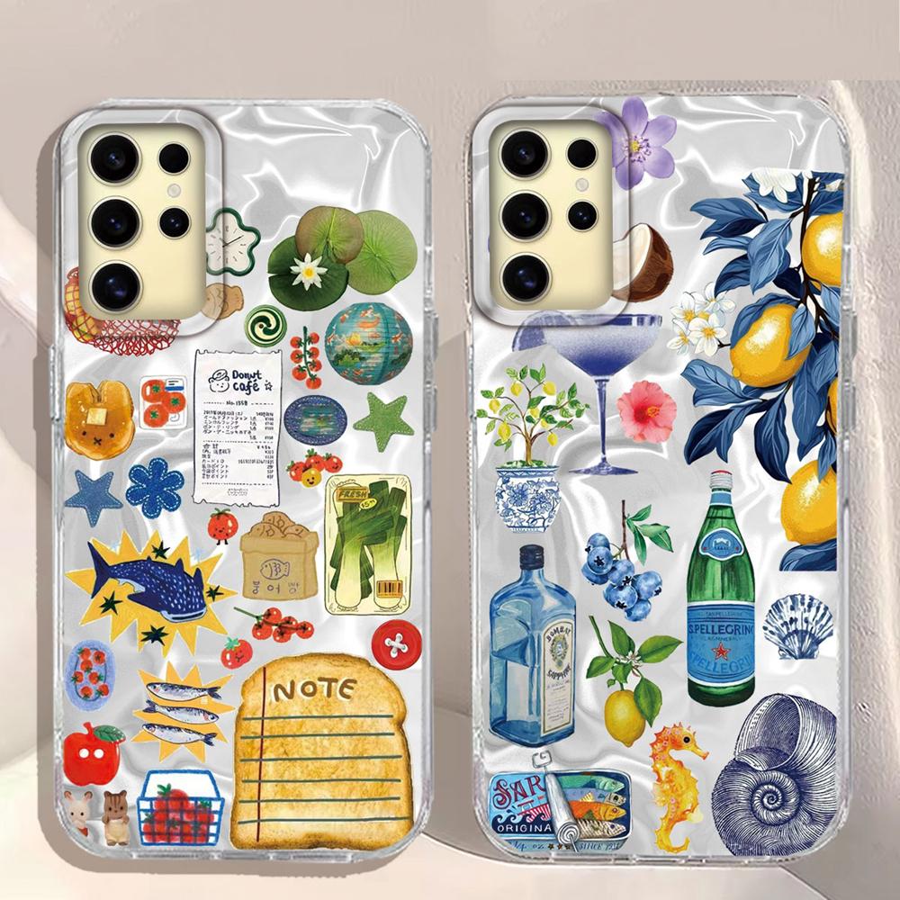 Пейзаж у моря Вино Лимон Женщины Девушки Чехол для телефона для Samsung Galaxy S25 Edge S24 S23 S22 S21 S20 FE Plus Ultra Ракушка Сумки Чехол