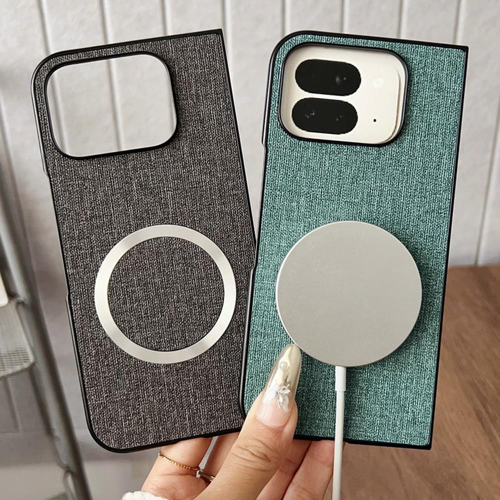 Магнитный кожаный чехол без рисунка Magsafe для Google Pixel 10 Pro Fold pixel10 pro fold Тканевая крышка для беспроводной зарядки