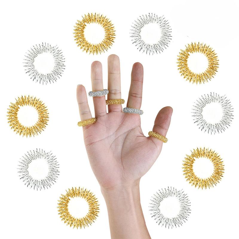 10 шт. Массажное кольцо для пальцев из нержавеющей стали, акупунктурное кольцо, терапия, расслабление, кровь