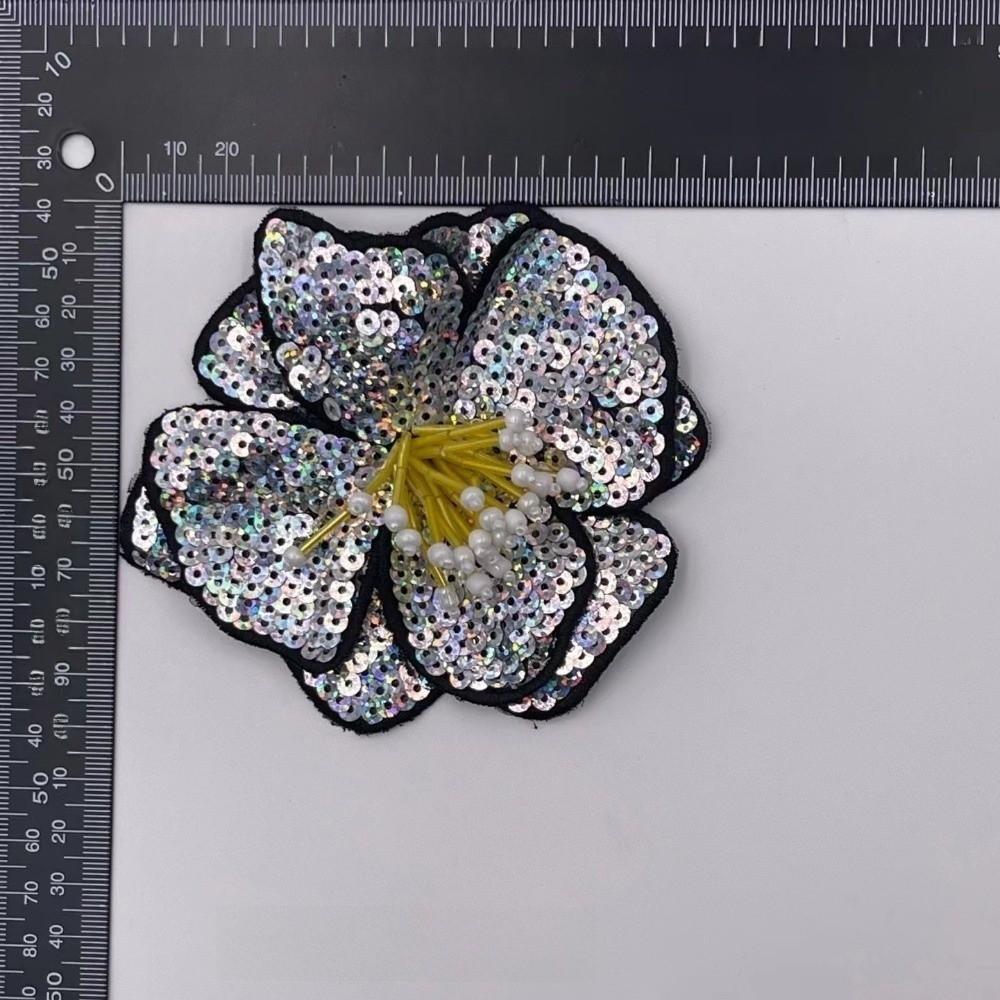 Colorful Sequins Flower Applique Handmade Beads Repair Hole Applique Clothing Decoration