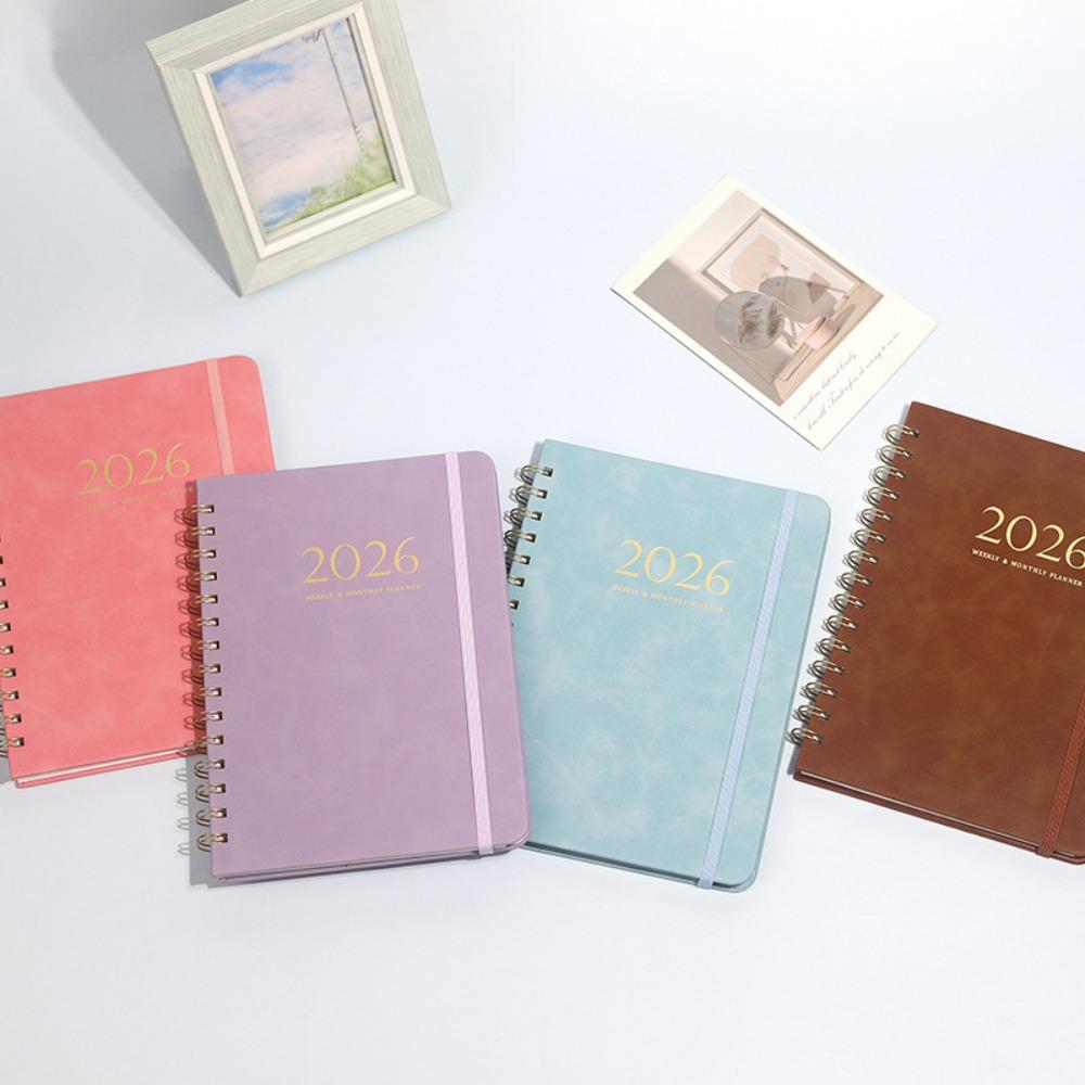 PU Leather Cover 2026 Weekly Monthly Planner Calendar Daily Notebook  Record
