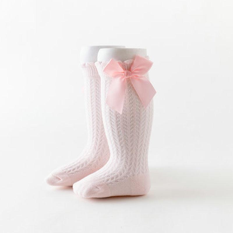 0-2Year Baby Girl Mesh Long Socks Summer Bowknot Stockings Thin Breathable Newborn Knee High Sock Kids Mosquito Proof Calf Sock