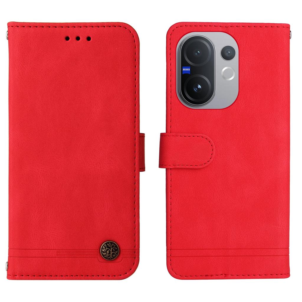 For vivo V60 5G Leather Wallet Cases Skin Touch Phone Cover Stand with Strap